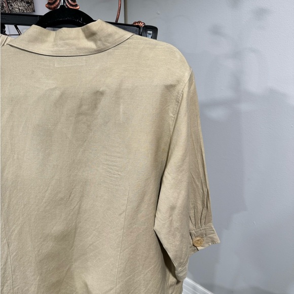 Women’s Ashley Steward beige plus size Linen blend two piece crop separates set - Picture 5 of 9